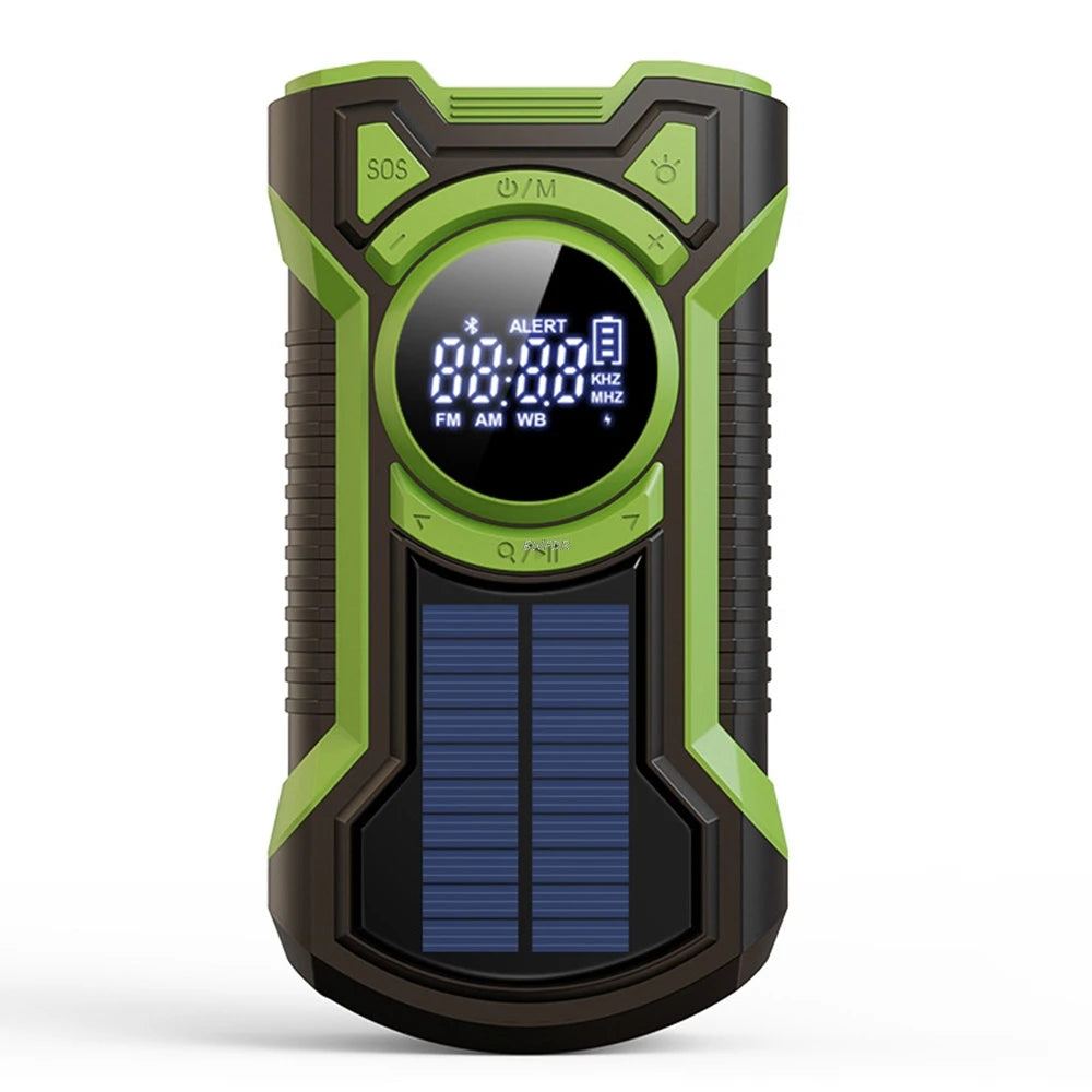 5000Mah Emergency Radio Hand Crank Solar FM AM WB NOAA Weather Radio with LED Flashlight BT 5.3 Speaker Power Bank Phone Charger