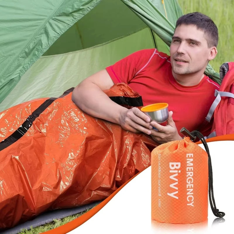 Emergency Sleeping Bag Survival Blanket Thermal Mylar Bivy Sack Lightweight Waterproof Portable Shelter for Camping Hiking