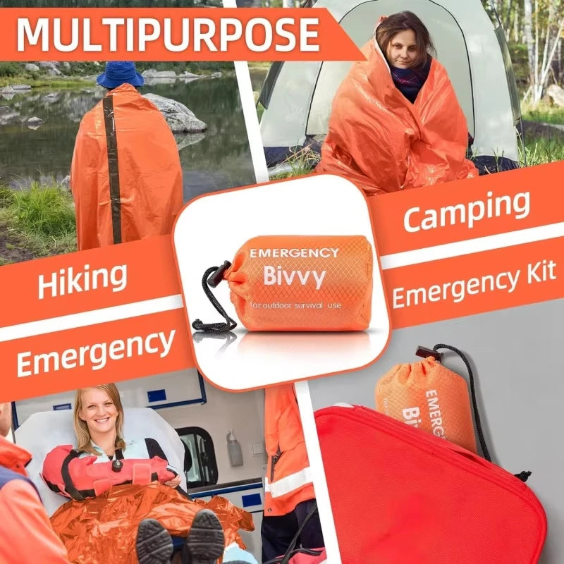 Emergency Sleeping Bag Survival Blanket Thermal Mylar Bivy Sack Lightweight Waterproof Portable Shelter for Camping Hiking