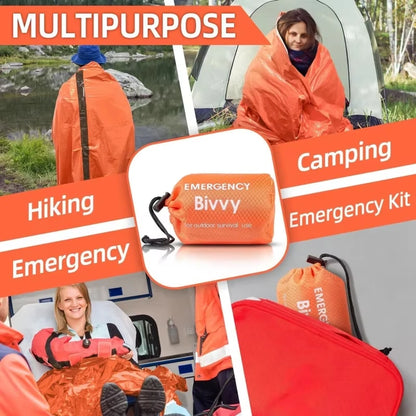 Emergency Sleeping Bag Survival Blanket Thermal Mylar Bivy Sack Lightweight Waterproof Portable Shelter for Camping Hiking