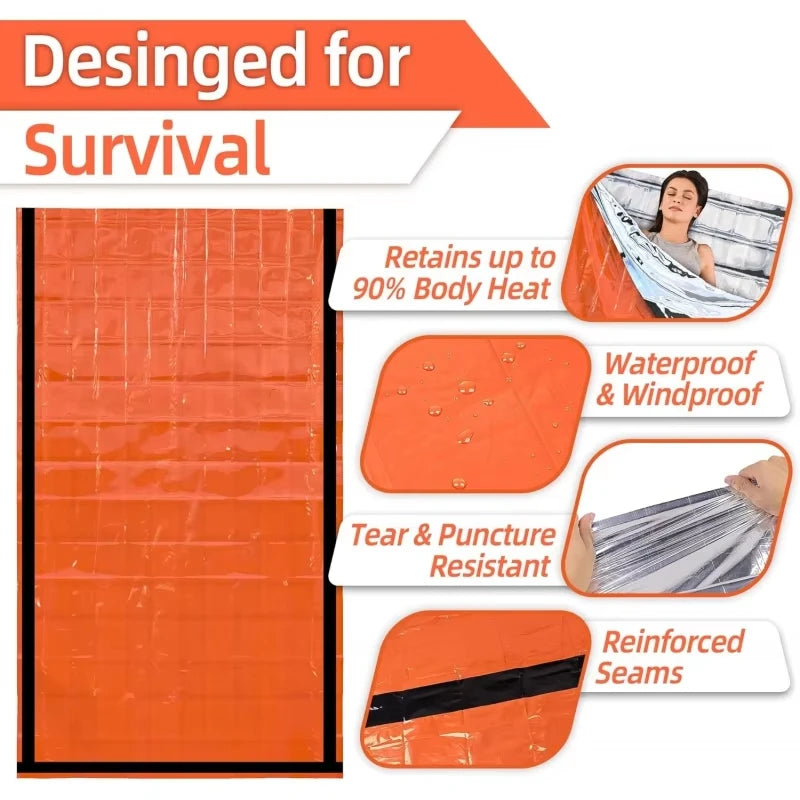 Emergency Sleeping Bag Survival Blanket Thermal Mylar Bivy Sack Lightweight Waterproof Portable Shelter for Camping Hiking