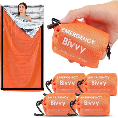 Emergency Sleeping Bag Survival Blanket Thermal Mylar Bivy Sack Lightweight Waterproof Portable Shelter for Camping Hiking