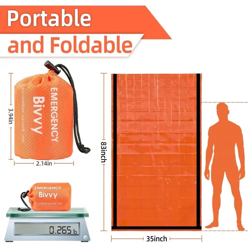 Emergency Sleeping Bag Survival Blanket Thermal Mylar Bivy Sack Lightweight Waterproof Portable Shelter for Camping Hiking