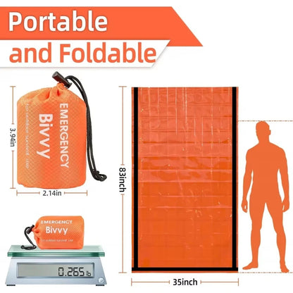 Emergency Sleeping Bag Survival Blanket Thermal Mylar Bivy Sack Lightweight Waterproof Portable Shelter for Camping Hiking