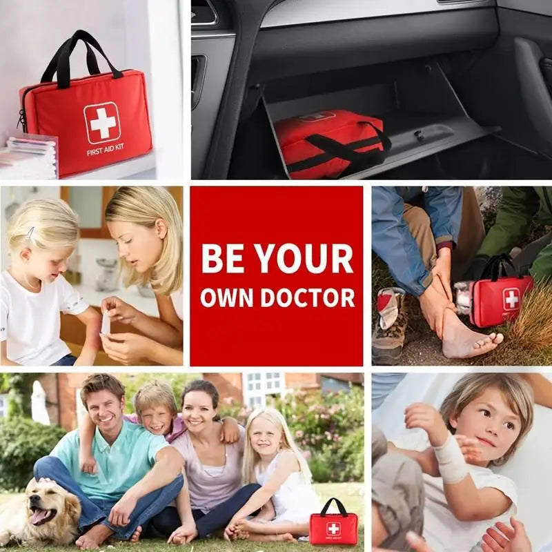 184Pcs First Aid Kit, Multi-Purpose Emergency Medical Supplies Portable Medical Bag, for Outdoor Hiking, Camping and More