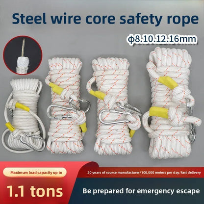 Steel Wire Core Fire High-Rise Fire Rescue Escape Life Rope Aerial Work Anti-Fall Thick Safety Rope
